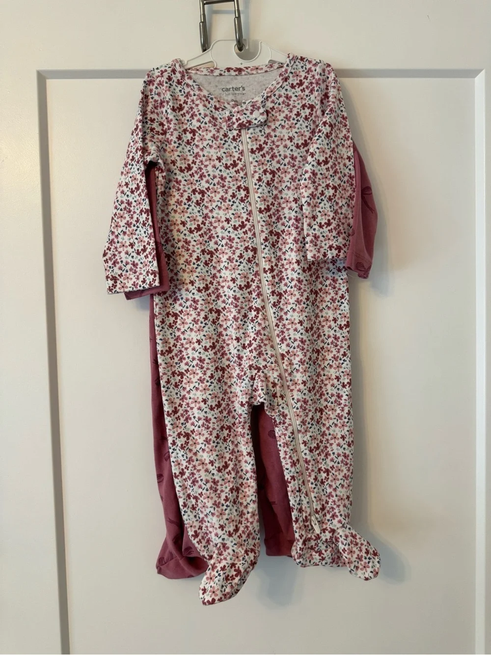 Carter's Mauve Bow-Print Footed One-Piece